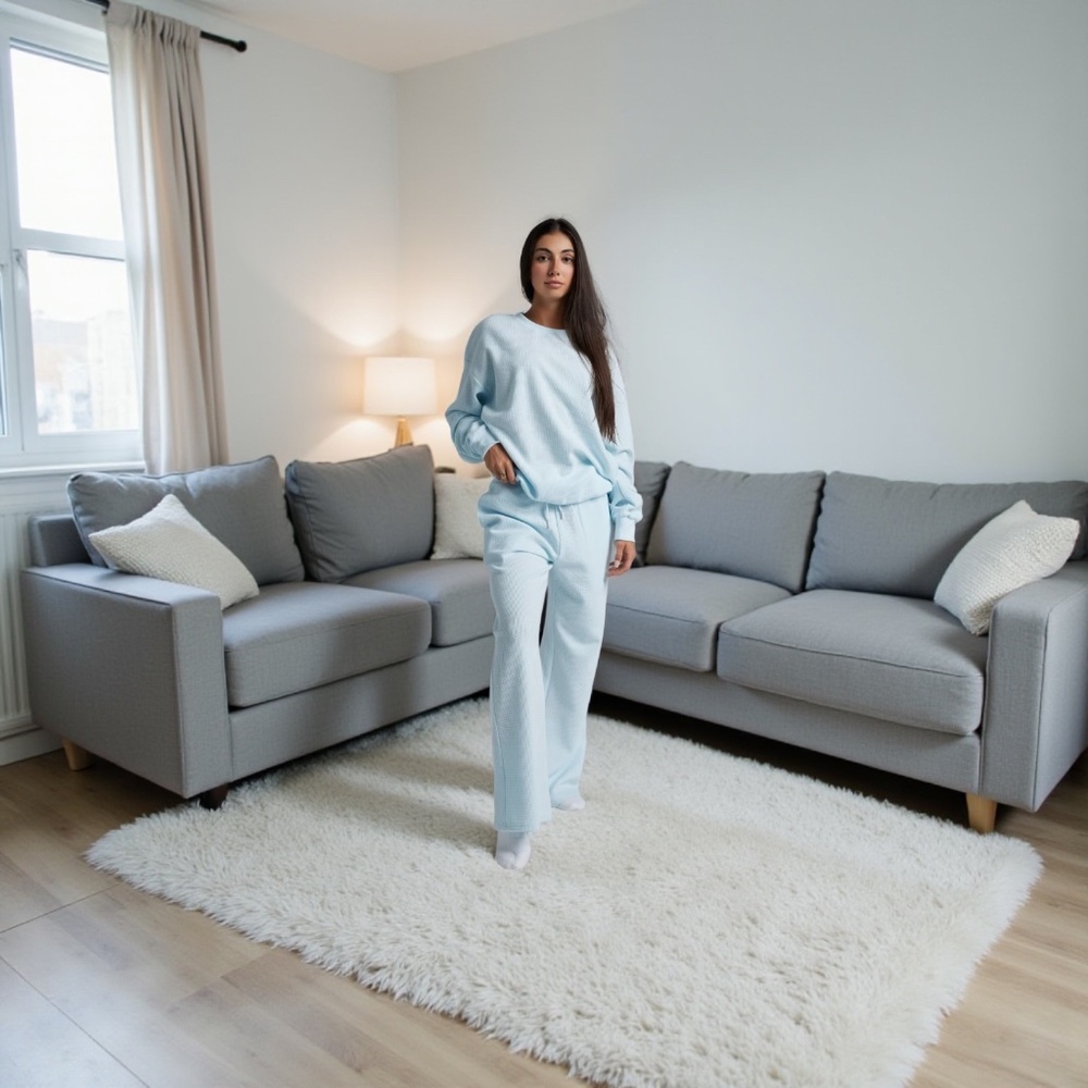 COMFRT Waffle Lounge Bundle in Powder Blue